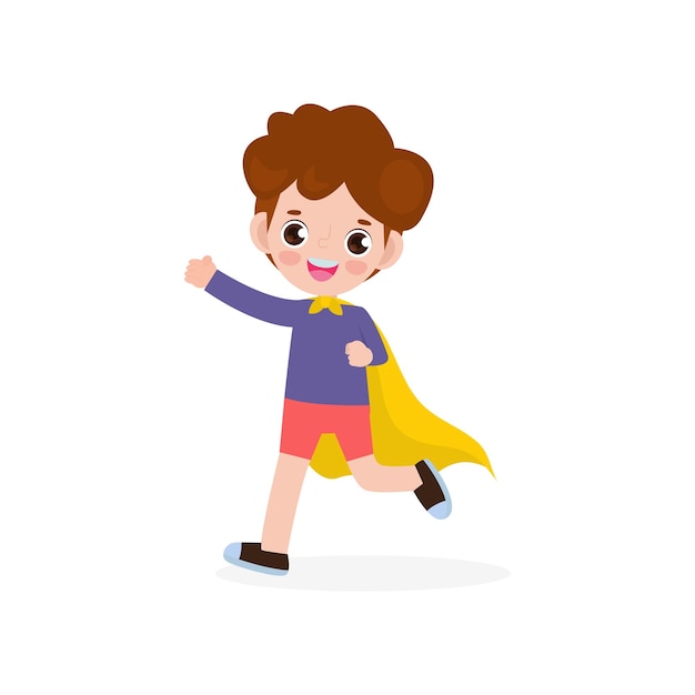 vector illustration of Kids Superheroes wearing comics costumes flat isolated on white background