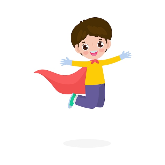 vector illustration of Kids Superheroes wearing comics costumes flat isolated on white background