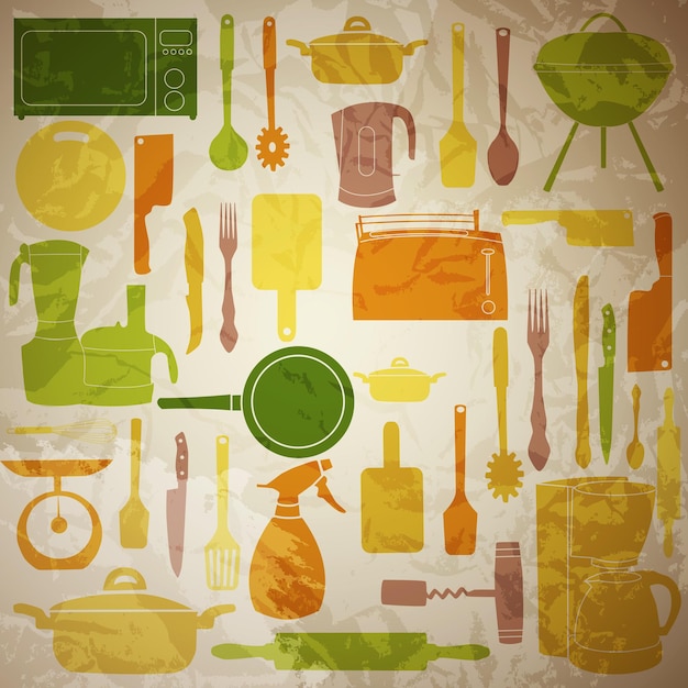 Vector illustration of kitchen tools for cooking