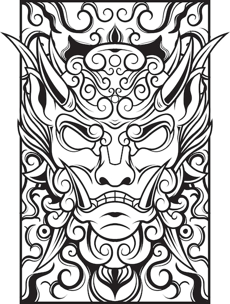 Vector illustration of komainu japanese lion dog