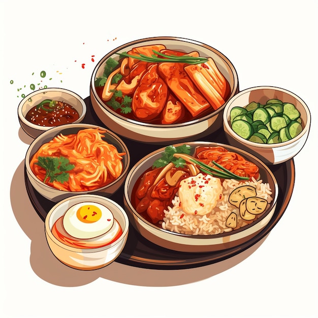 vector illustration korea korean design asian asia background graphic set banner culture