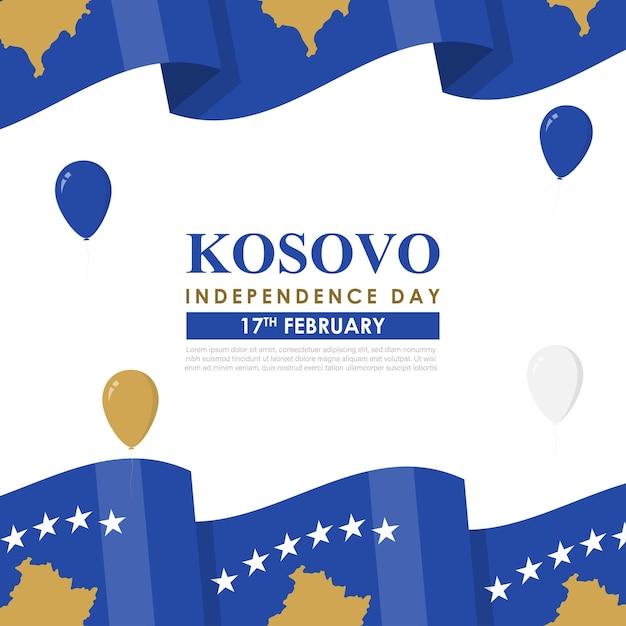 Vector illustration of Kosovo Independence Day social media feed template