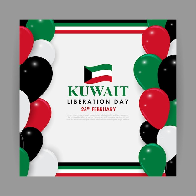 Vector illustration of Kuwait Liberation Day social media feed template