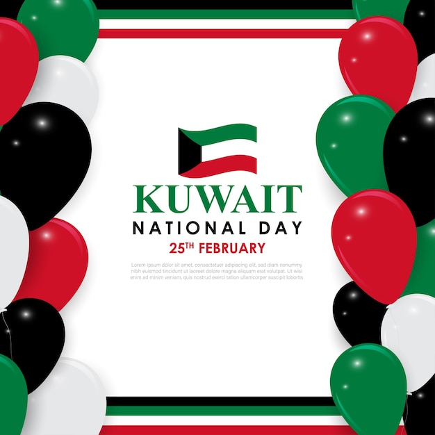 Vector illustration of Kuwait National Day social media feed template