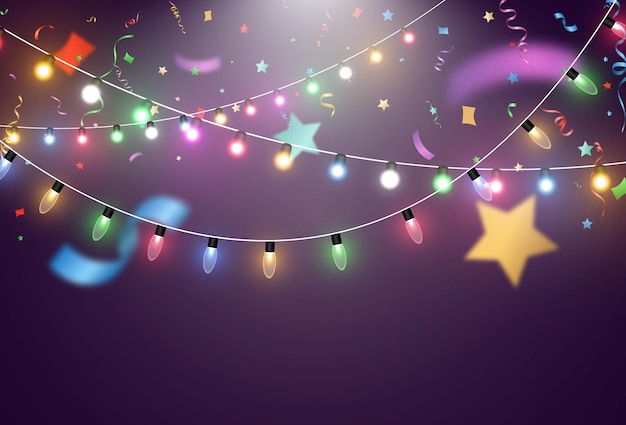 Vector illustration of a light garland on a transparent background