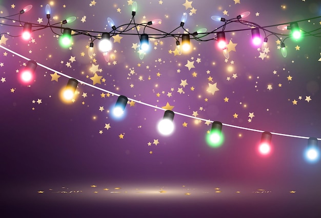 Vector illustration of a light garland on a transparent background