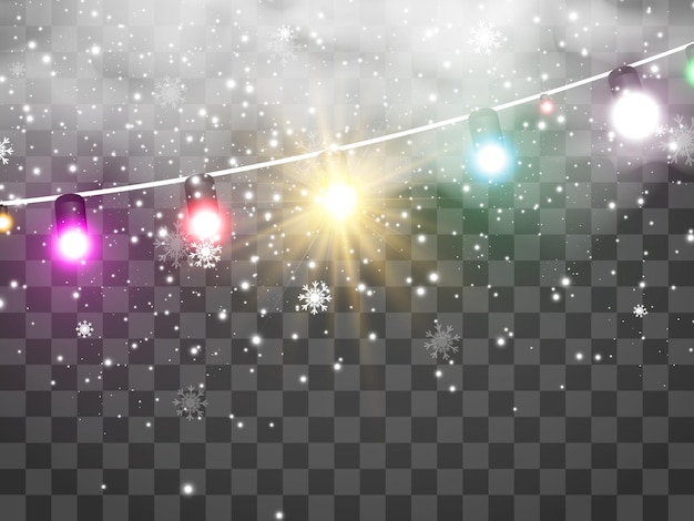 Vector illustration of a light garland on a transparent background.