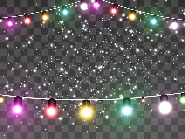 Vector illustration of a light garland on a transparent background.