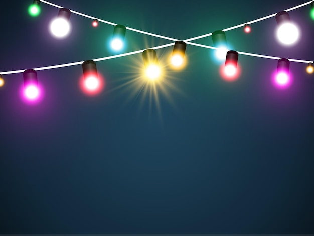 Vector illustration of a light garland on a transparent background.