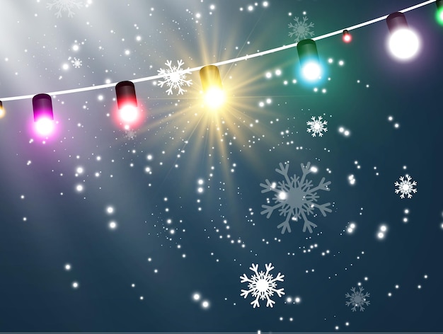 Vector illustration of a light garland on a transparent background.