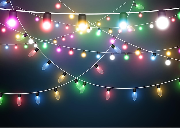 Vector illustration of a light garland on a transparent background.