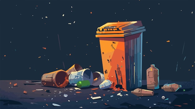 Vector vector illustration of littering garbage around the city