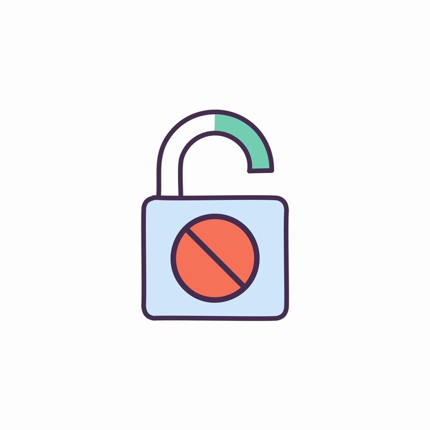 Vector vector illustration of a locked padlock with prohibition symbol