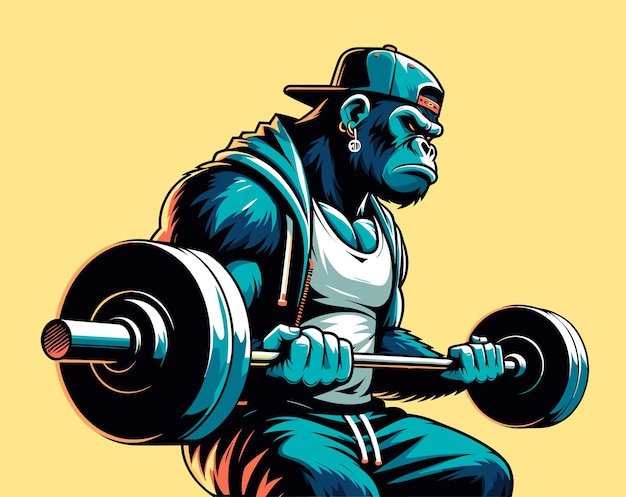 Vector vector illustration logo gorilla weightlifting hip hop style