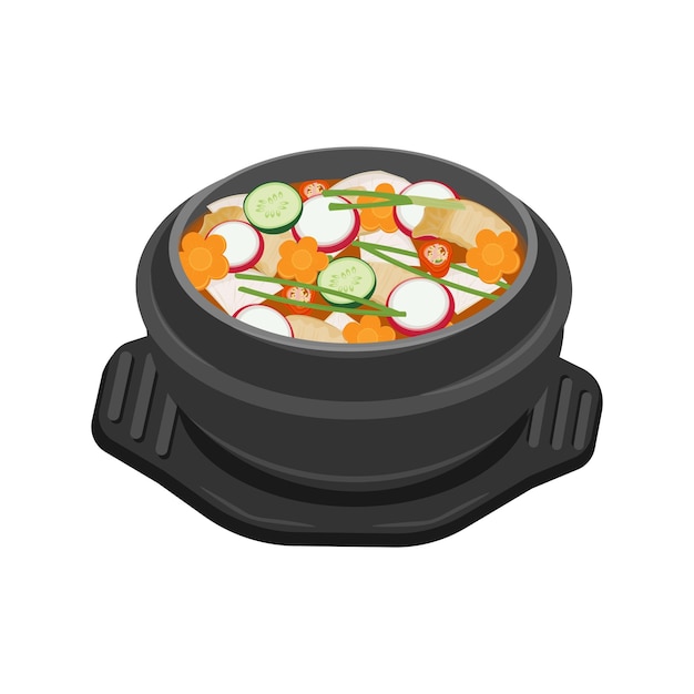 Vector Illustration logo nabak kimchi or korean water kimchi on a ttukbaegi