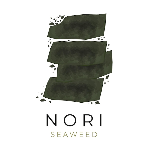 Vector illustration logo of a pile Green Japanese dried nori sheets