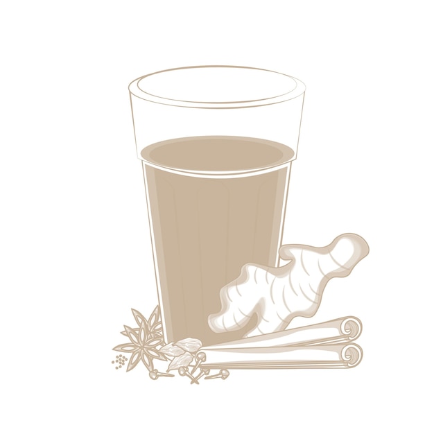 Vector Illustration logo Simple line art Indian chai