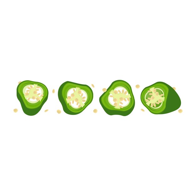 Vector Illustration logo sliced green jalapeno peppers