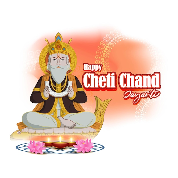 Vector illustration of Lord Cheti Chand Jhulelal Jayanti