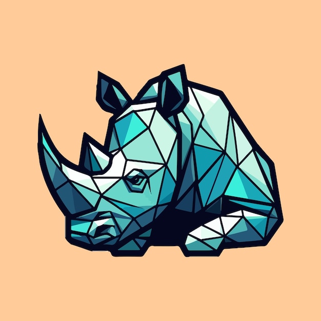 Vector illustration of low poly rhinoceros Geometric polygonal rhino portrait Rhinoceros triangles