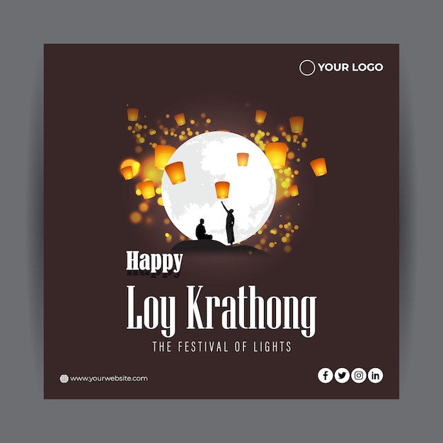 Vector illustration of Loy Krathong festival banner