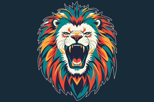 Vector illustration of a majestic beast animal roaring