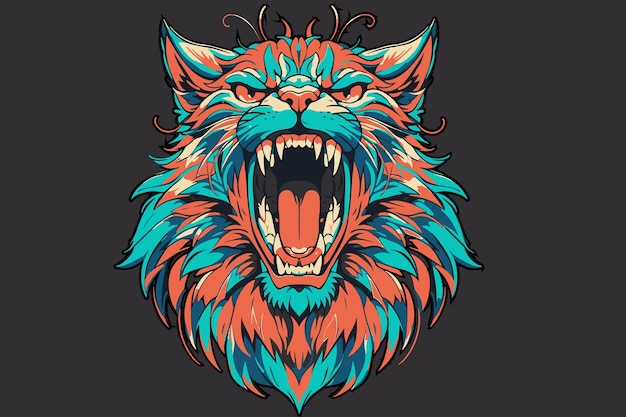 Vector illustration of a majestic beast animal roaring