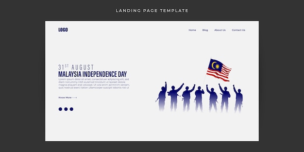 Vector vector illustration of malaysia independence day website landing page banner mockup template