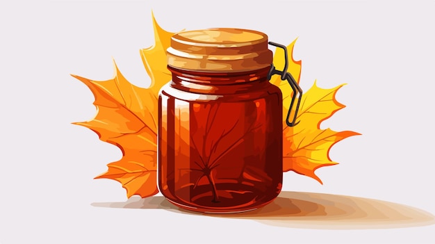 Vector vector illustration of maple syrup in a glass jar