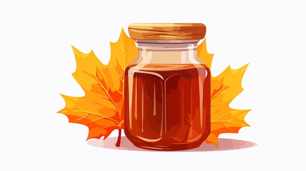 Vector vector illustration of maple syrup in a glass jar