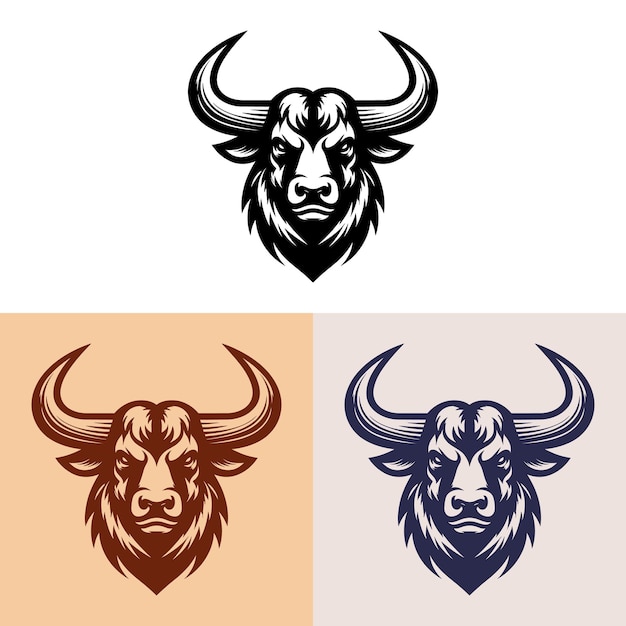 Vector illustration of a mascot logo design showcasing the head of a bull in vector format