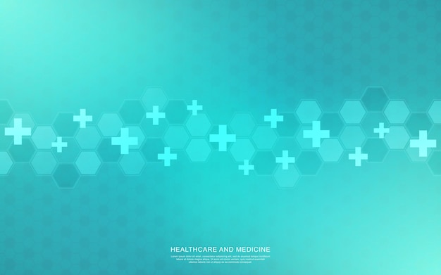 Vector illustration of a medical background with hexagons and crosses