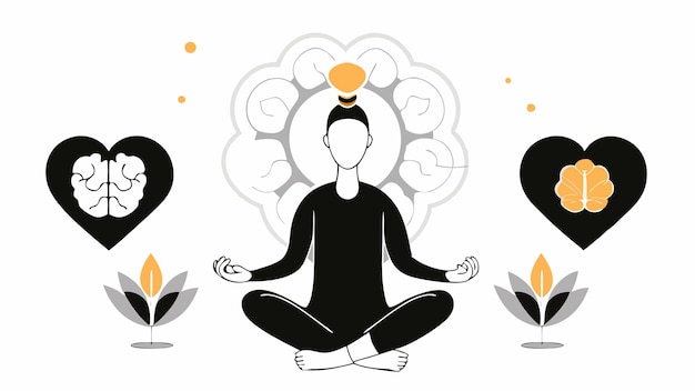 Vector illustration of a meditating buddha with lotus and leaves