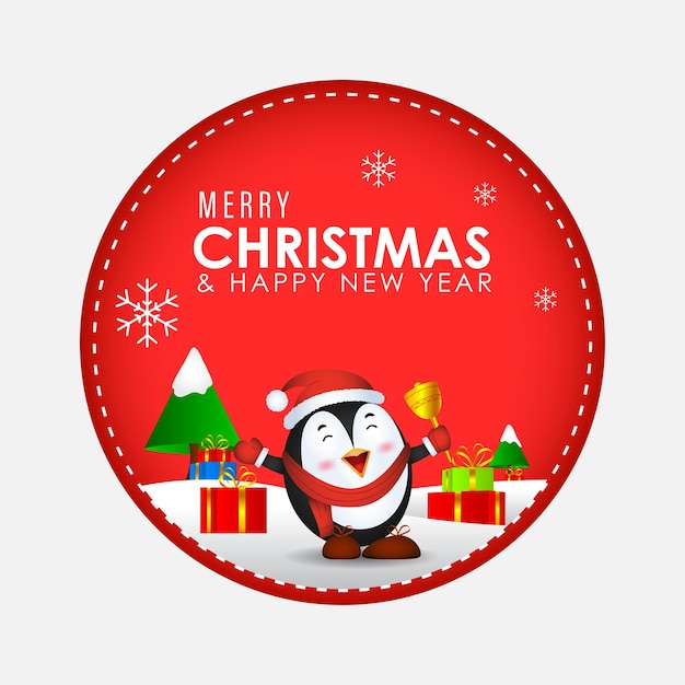 Vector illustration of Merry Christmas and Happy New Year greeting card