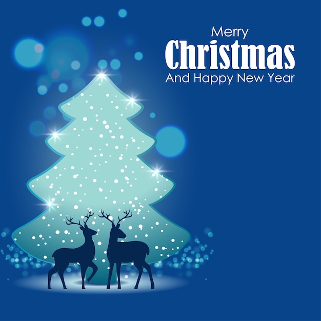 Vector illustration of Merry Christmas and Happy New Year greeting card