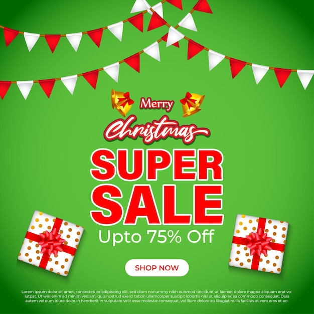 Vector illustration of Merry Christmas sale banner template