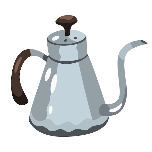 Vector illustration of metal gooseneck kettle