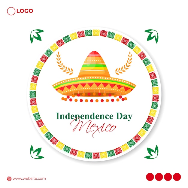 Vector illustration of Mexico Independence Day social media feed template