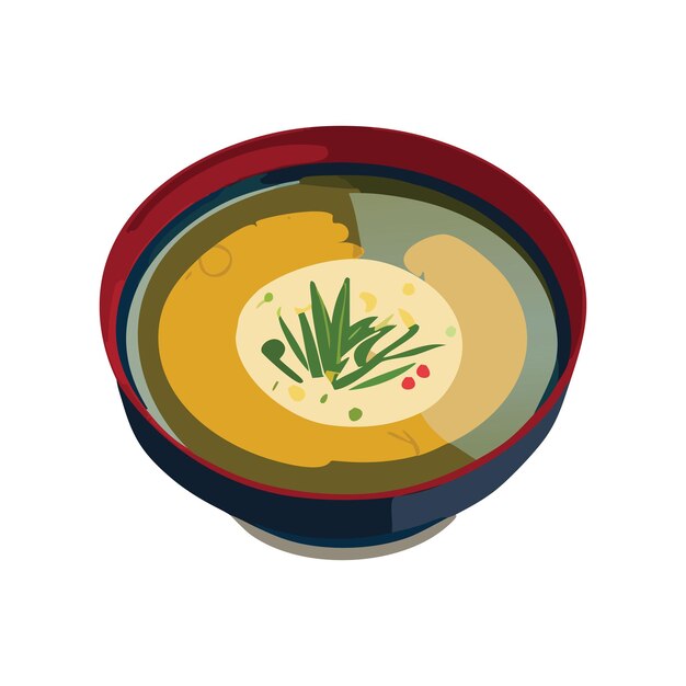 Vector vector illustration of miso soup with a japanese home palette