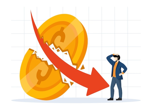 Vector vector illustration of money inflation resulting in too low business profit or loss