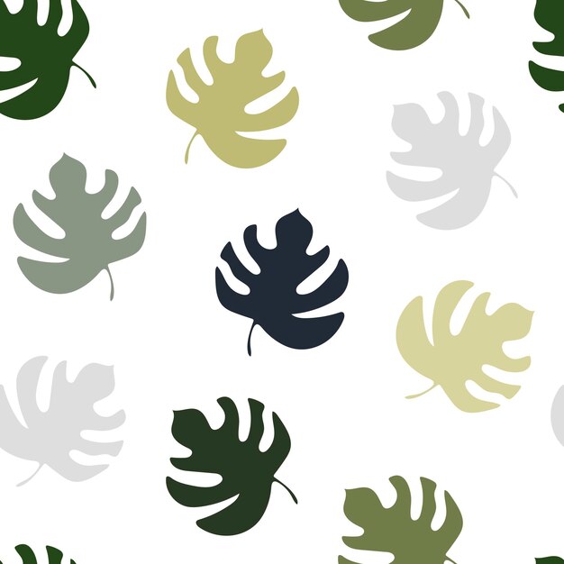 Vector illustration of monstera leaves on white background, tropical background, plants wallpaper