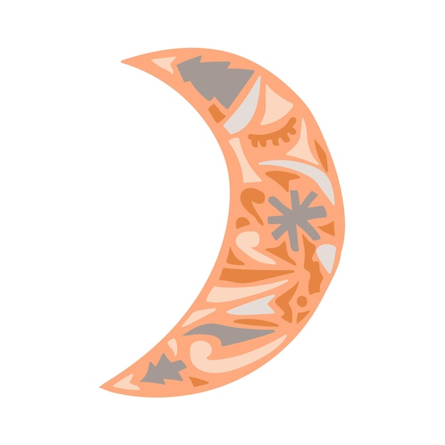 Vector illustration of moon in doodle style