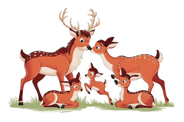 vector illustration of mother roe deer and baby roe deer