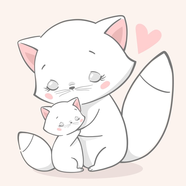 Vector illustration of mother's day Cat hug