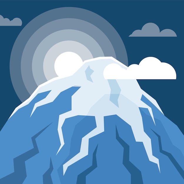 Vector Illustration Of A Mountaintop Covered With Snow Isolated On Transparent Background