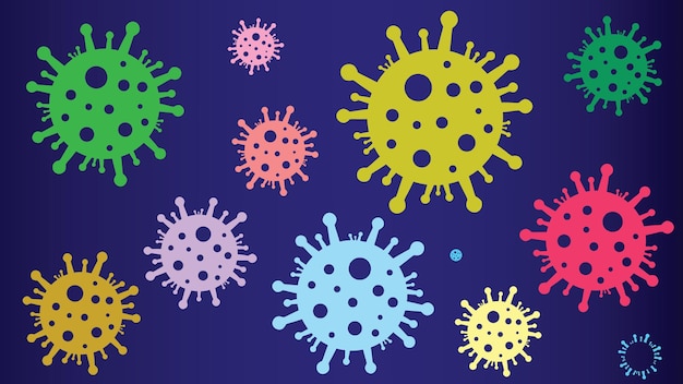 Vector illustration of multicolored coronavirus bacteria eps10