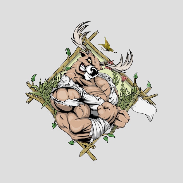 Vector illustration of Muscular Deer Logo