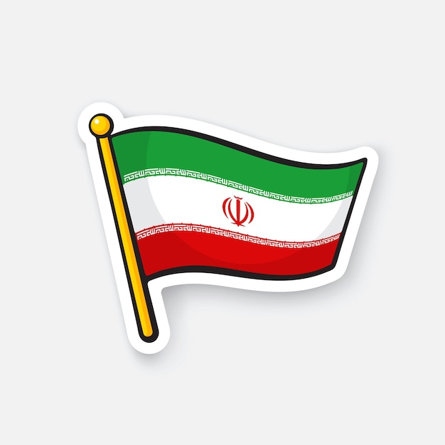 Vector illustration National flag of Iran on flagstaff Location symbol for travelers