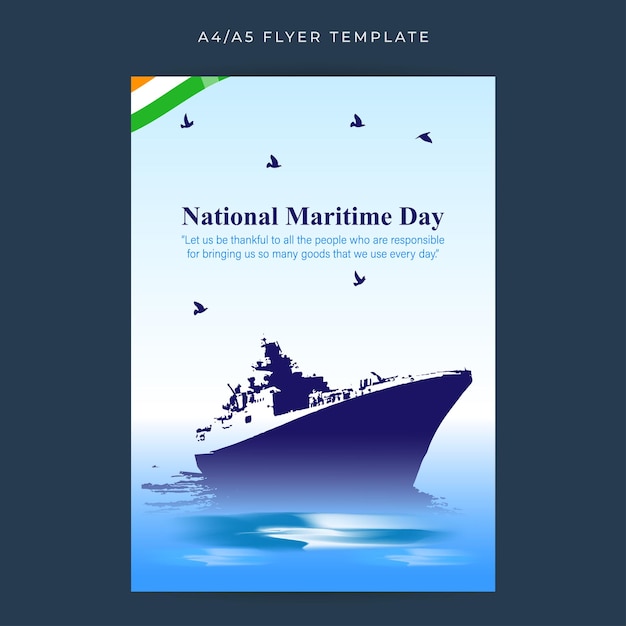 Vector vector illustration of national maritime day social media feed a4 template