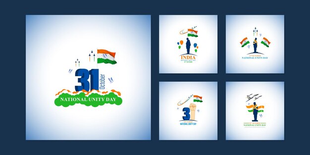 Vector illustration of National Unity Day of India social media feed set template